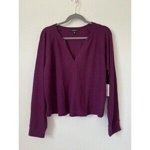 Beyond Yoga Free Style Pullover‎ AUBER Size XL NWT $79 Waffle Knit Purple V Neck
